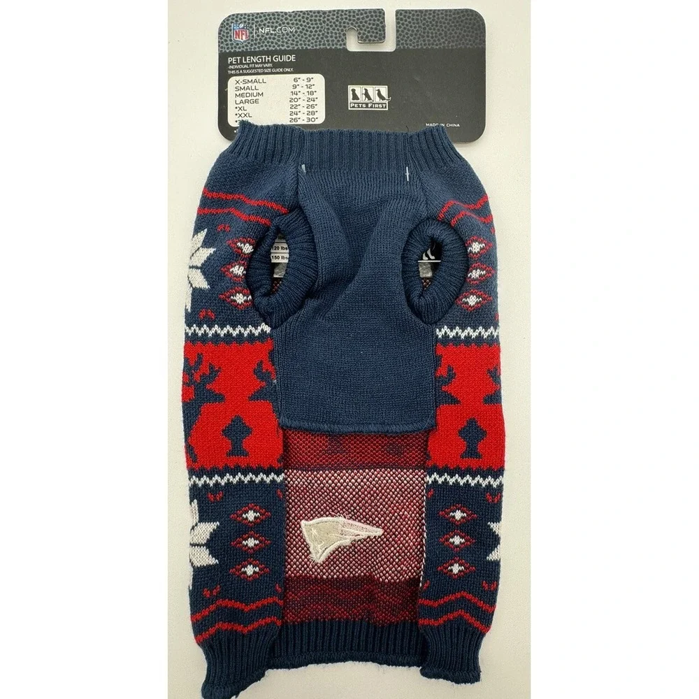 NFL New England Patriots Dog/Pet Christmas Sweater NEW SMALL 9